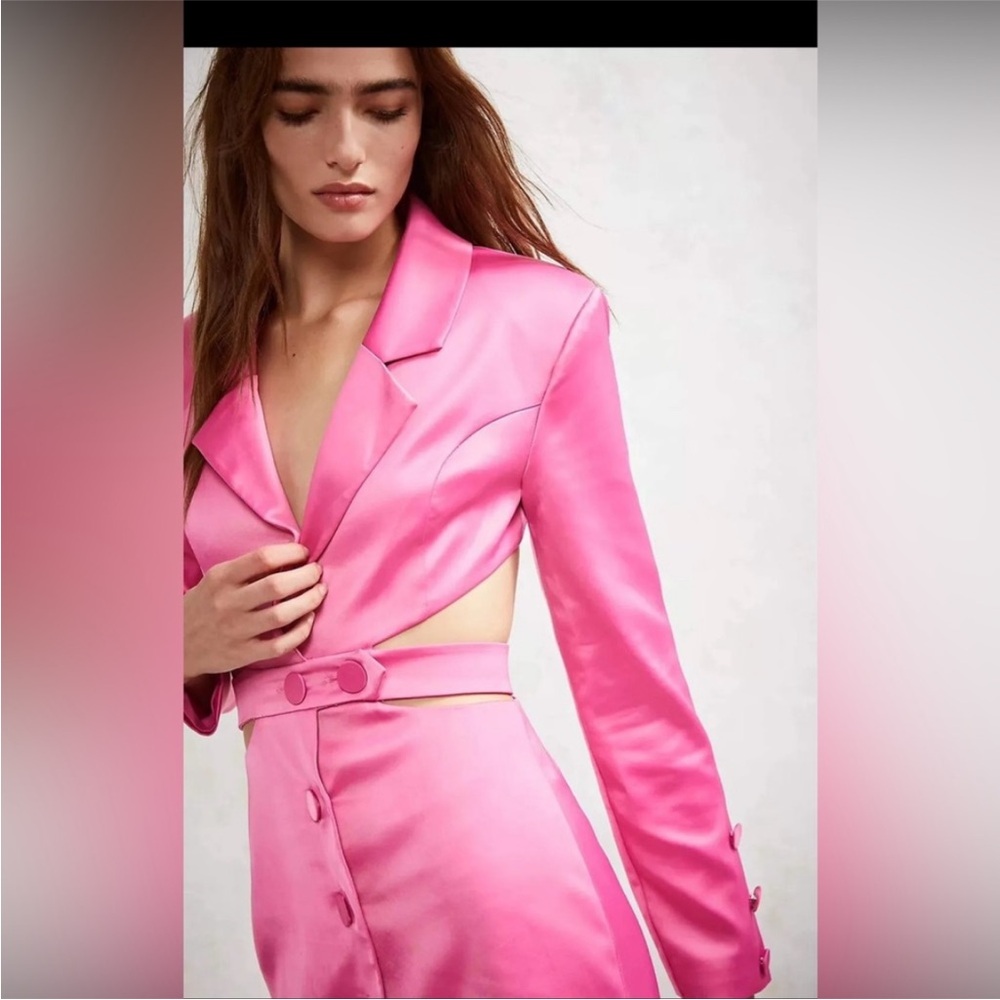 NWT For Love And Lemons Marie blazer mini dress Satin Cutout Blazer with Belt xs